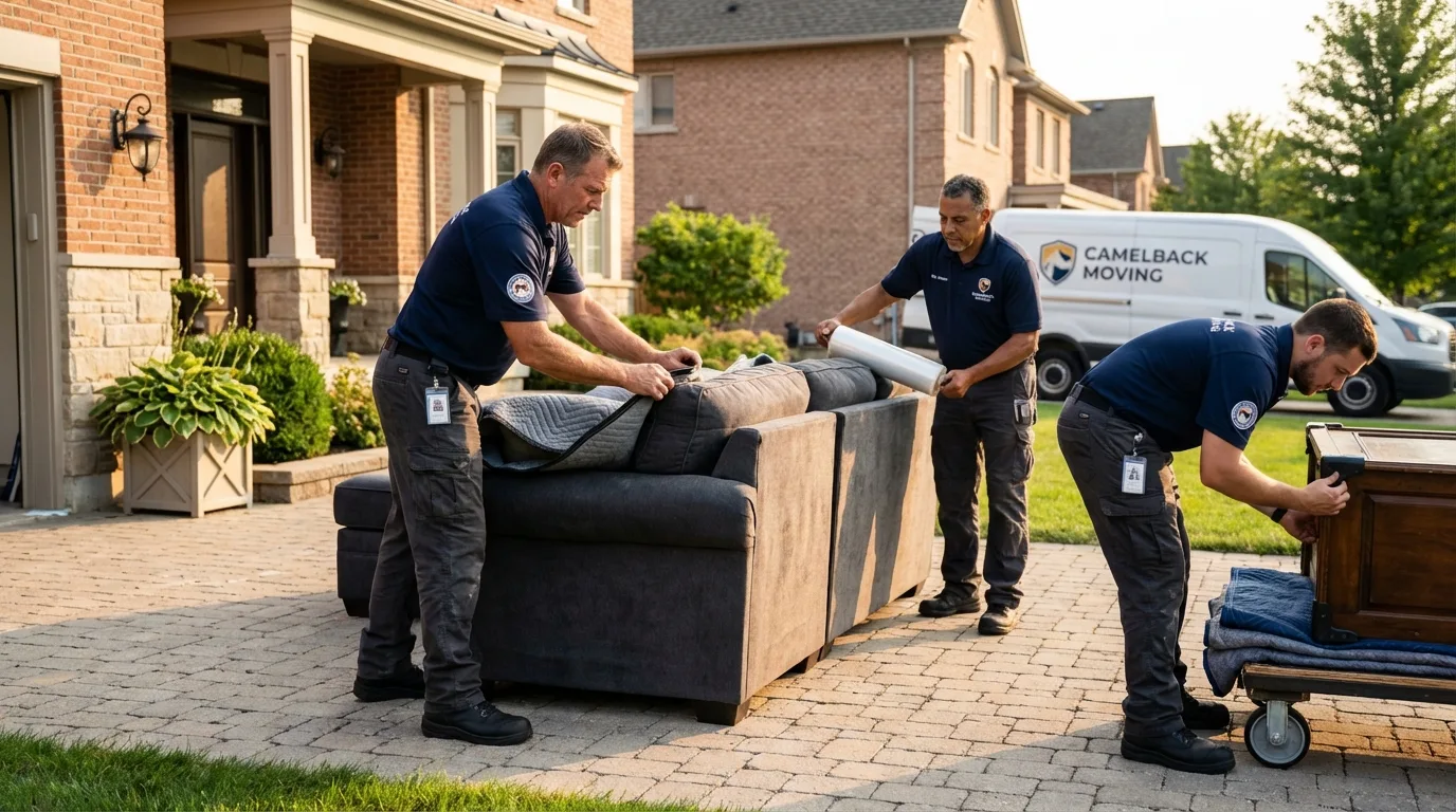 Large estate moving crew wrapping furniture in Colusa, CA