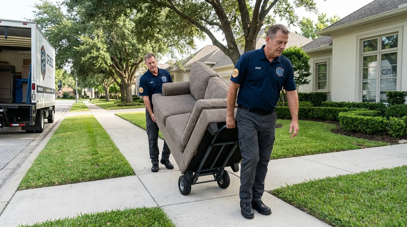 Local residential moving crew loading furniture in Colusa, CA